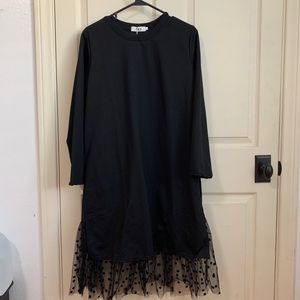 Black maternity dress with lace hem